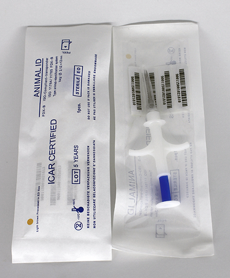 Kit com 5 Microchip animal em formato de cápsula de vidro 1,40 x 8 mm - NANO